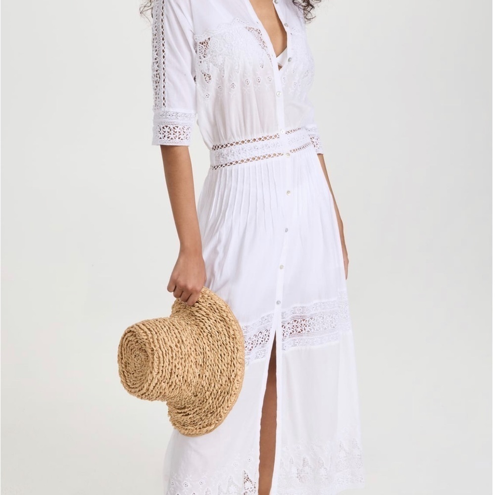 LOVESHACKFANCY Women's Beth Dress, White, L - Picture 6 of 15